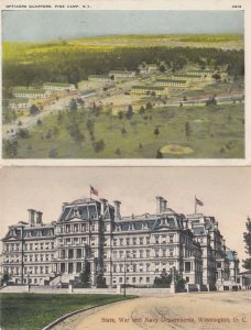Pine Camp Officers Quarters New York 2x Military USA Postcard s
