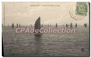 Postcard Old Cross of Life Boats of Fishing Offshore