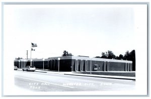 Webster City Iowa IA Postcard RPPC Photo City Hall Cars Roadside c1940's Vintage