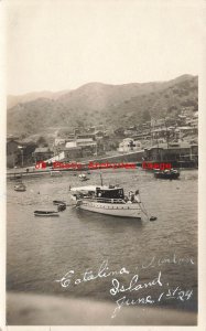 CA, Catalina Island, California, RPPC, Avalon June 1924, Tourist Steamer