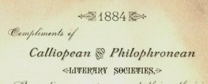 1884 Calliopean & Philophronean Western College Invitation P226