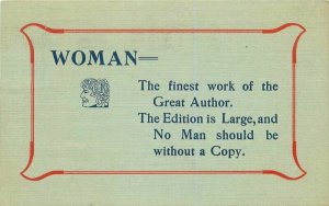 Arts Crafts Saying Woman God Creation C-1910 Postcard 7548