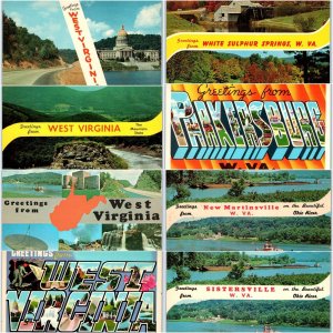 x8 West Virginia LOT c1960s WV Greetings Chrome Postcards Sulphur Springs A181