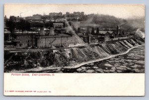 J97/ East Liverpool Ohio Postcard c1910 Pottery Scene Factory Kilns 471