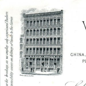 Buffalo NY Glenny Clocks Silver Bronzes Crockery Importer Billhead  New York