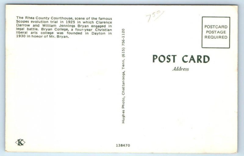 DAYTON, Tennessee TN RHEA COUNTY COURTHOUSE Site of Scopes Trial