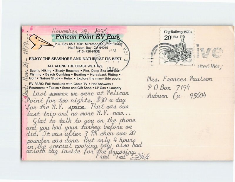 Postcard Pelican Point Half Moon Bay California USA