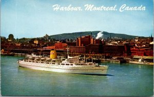 Montreal Harbour and Empress of Britain Ship C1950s Vintage Postcard