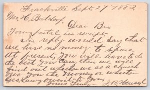 1882 Handwritten Letter To Henry Batdorf Frackville Pennsylvania Posted Postcard 