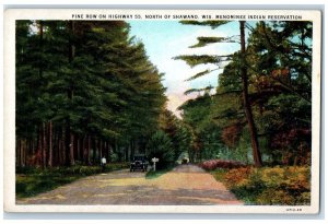 Pine Row On Highway 55 North Of Shawano Menominee Indian Reservation WI Postcard