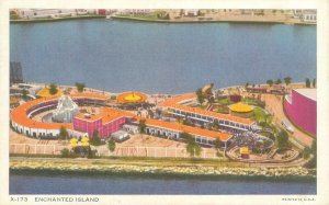 1933 Chicago Expo Enchanted Island Aerial View Linen  Postcard