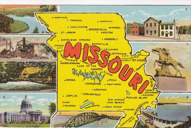 Greetings From Missouri With Map Curteich