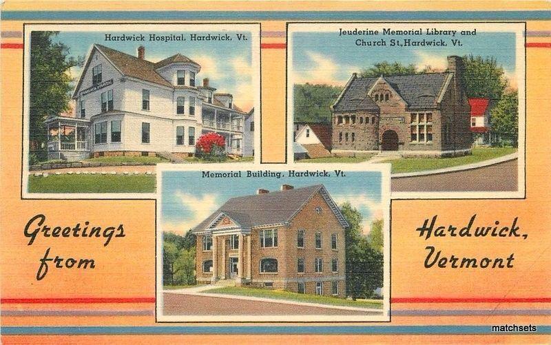 1940s Hospital Jauderine Library Memorial Building Hardwick Vermont Tichnor 5104