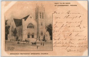 c.1900 Broadway Methodist Episcopal Church Logansort, Indiana Postcard F200