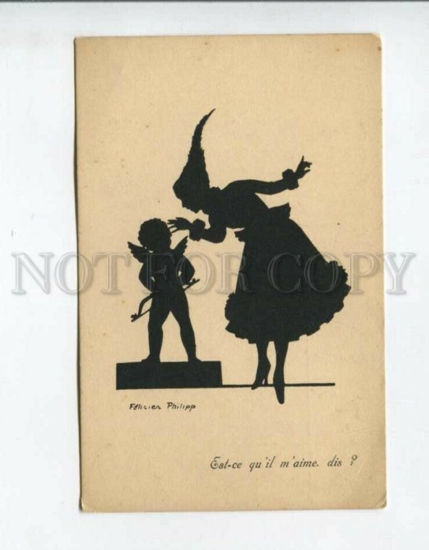 3161151 SILHOUETTE Witch Lady CUPID by FELICIEN PHILIPP Vintage