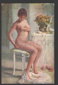 3107554 NUDE Lady w/ the FLY by GUILLAUME vintage SALON colorPC