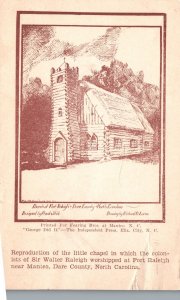 Vintage Postcard 1936 Reproduction Little Chapel Manteo Dare County N Carolina