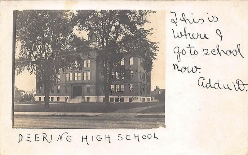 Portland ME Deering High School  in 1908 RPPC Postcard