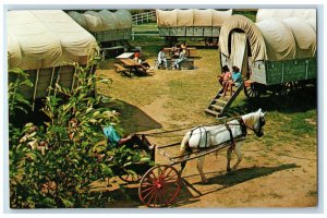 c1950's Canyon Meadows Covered Wagon Circle Lake Hughes California CA Postcard