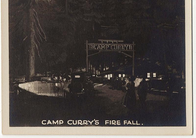 1926-40s RPPC Yosemite Park CA Firefall Camp Curry Festival Real Photo Postcard