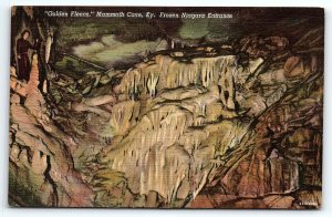 1939 MAMMOTH CAVE KENTUCKY GOLDEN FLEECE FROZEN NIAGARA LINEN POSTCARD P2