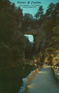 Vintage Postcard Natural Bridge Drama of Creation Held Nightly Virginia VA