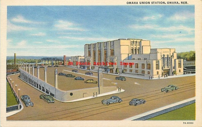 8 Postcards, Omaha, Nebraska,Creighton-Joslyn Memorial-Train Station-Court House