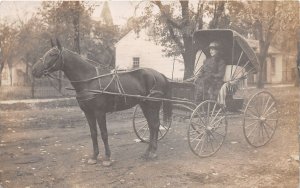 J53/ Interesting RPPC Postcard c1910 Horse-Drawn Buggy Wagon 184