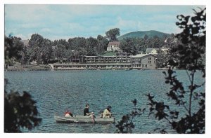 'Lakeside Motor Inn, Lake Placid, New York' unused Crystal Color chrome, boat