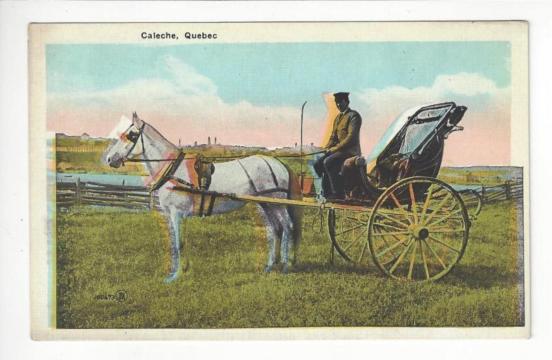 Vintage Canada Postcard- Caleche, Quebec, Canada - Valentine & Sons (AH102)