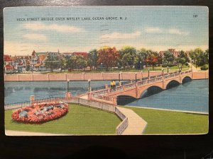 Vintage Postcard Heck Street Bridge Wesley Lake Ocean Grove New Jersey