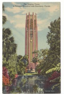 The Singing Tower, Lake Wales, Florida, Vintage Linen Postcard