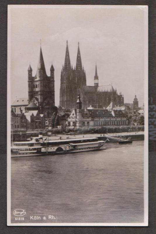 Koln From River With Cathedral & River Cruise Ship Real Photo - Unused