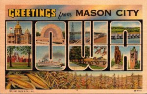 Iowa Greetings From Mason City Large Letter Linen 1946 Curteich