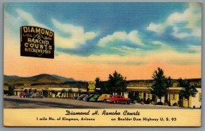 Postcard Kingman AZ c1940s Diamond H Rancho Courts Motel Apartments Hwy US 93 A