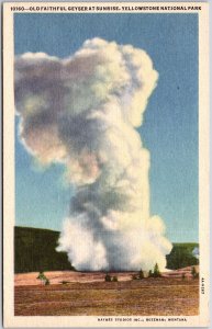 Old Faithful Geyser Sunrise Yellowstone National Park Wyoming WY Postcard