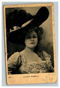 Vintage 1908 Photo Advertising Postcard Lillian Russell Famous Actress Large Hat