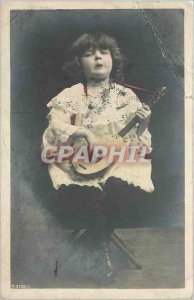 Postcard Old Child Guitar