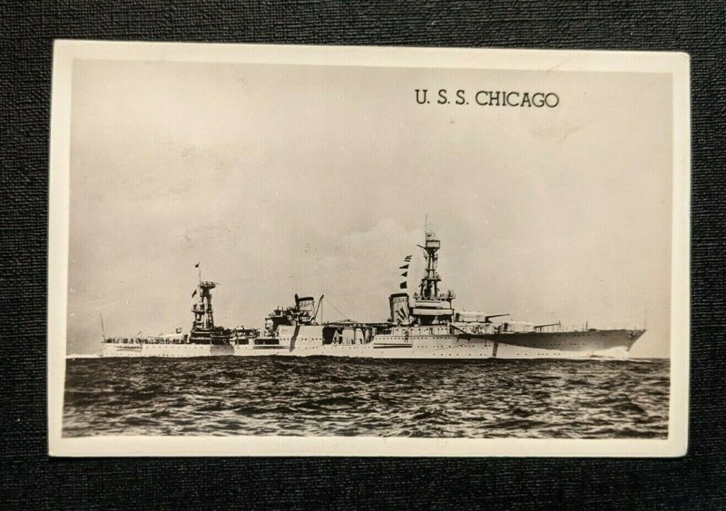 Mint Vintage USS Chicago Navy RPPC