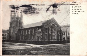 VINTAGE POSTCARD THE FIRST BAPTIST CHURCH OF NEW HAVEN CONNECTICUT MAILED 1912