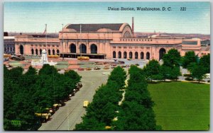 Vtg Washington DC Union Station Train Station Railroad 1940s View Linen Postcard