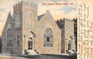 Hope Arkansas First Baptist Church Street View Antique Postcard K102968