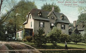 Vintage Postcard 1907 Harriet Beecher Stowe House & Green Plants Hartford Conn.