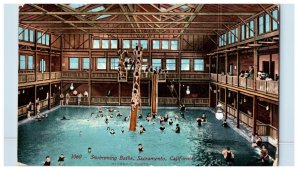 c1910 Swiming Baths Sacramento, Cali. Postcard F81E