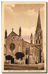 Langon Old Postcard L & # 39eglise Saint Gervais