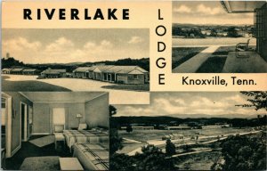 Postcard TN Knoxville Riverlake Lodge by Ft. Loudon Lake 1940s F32