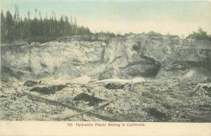 Cardinell California C-1910 Hydraulic Placer Mining Postcard hand colored 6790