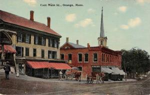 Orange Massachusetts view of East Main St horses buggies antique pc Z42008