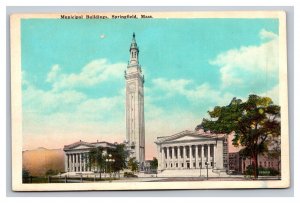 Vintage 1920s Postcard Municipal Buildings, Springfield, Massachusetts