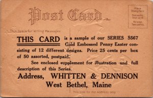 Sample AD Easter Postcard Whitten and Dennison in West Bethel, Maine~138319